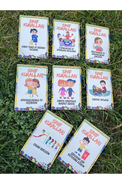 samsunlazer Ahşap Sınıf Kuralları Tablosu 8’li Set – Eğitici ve Dekoratif Pano