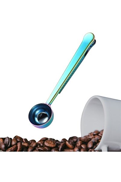 Go İthalat Latched Coffee Measuring Spoon Colorful Multifunctional Stainless Steel Spoon (5273)
