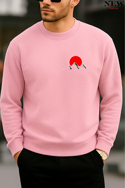 New Shine سويت شيرت برقبة دائرية مطبوع عليه الجبل الأحمر