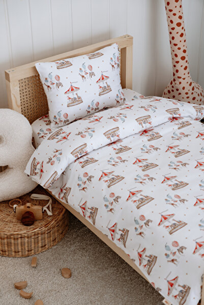 Lollie Baby&Kids Baby Crib, Park Bed (70X110 cm) Duvet Cover & Sheet Set, Cotton Satin - Carousel