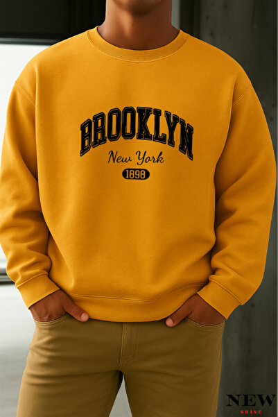 New Shine Hanorac cu gât rotund cu imprimeu Brooklyn New York