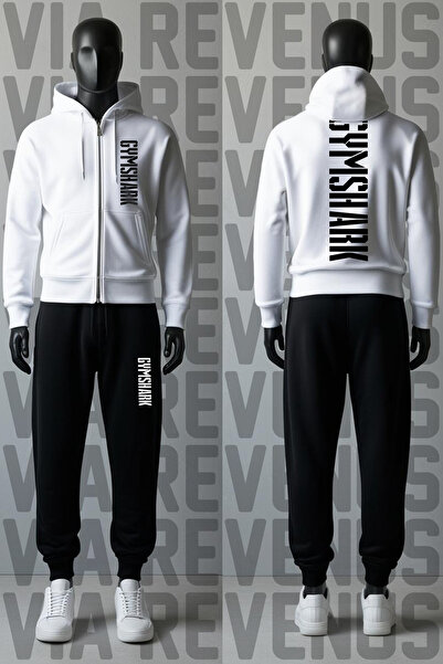Vordevia Gym Printed Zipper Hooded Tracksuit Set