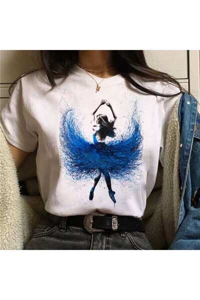 l'eivor Γυναικείο βαμβακερό μπλουζάκι με στάμπα ειδικής σχεδίασης Ballerina