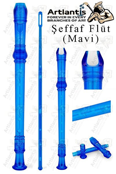 Artlantis Şeffaf Flüt Blok 1 Adet Renkli Blok Fülüt Şeffaf Abs Plastik 3 Parç...