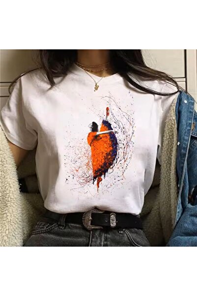 l'eivor Tricou din bumbac pentru femei cu imprimeu special Ballerina