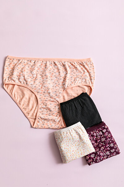SATENIA LINGERIE Chiloți Bato din bumbac lycra cu model pentru femei, cu talie înaltă, pachet de 4