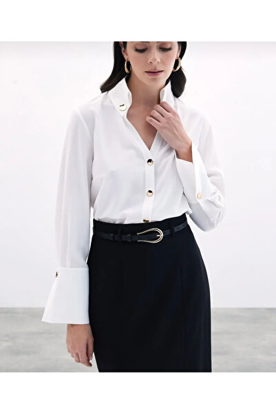 Sateen Button-detailed shirt