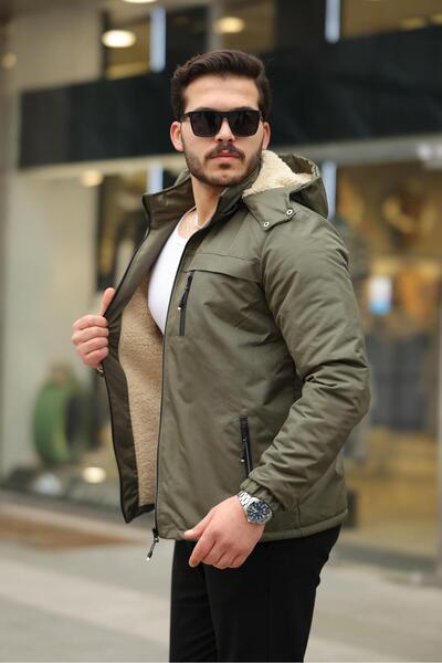 FLUEND MODA Men's Fur Coat Detachable Hooded Jacket