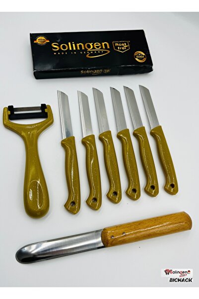 Solingen Orijinal Hardal Sarısı 6’lı Meyve Bıçağı, Soyacak Ve Oyacak 8’li Set