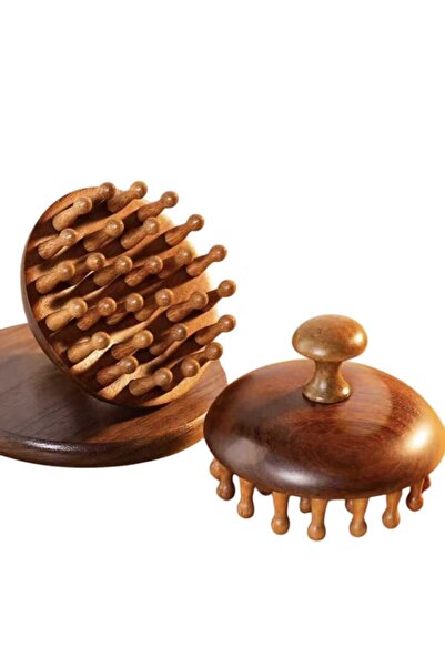 Fstyle مشط تدليك دائري من الصندل الفاخر، فك التشابك للرأس والممرات العصبية ال...