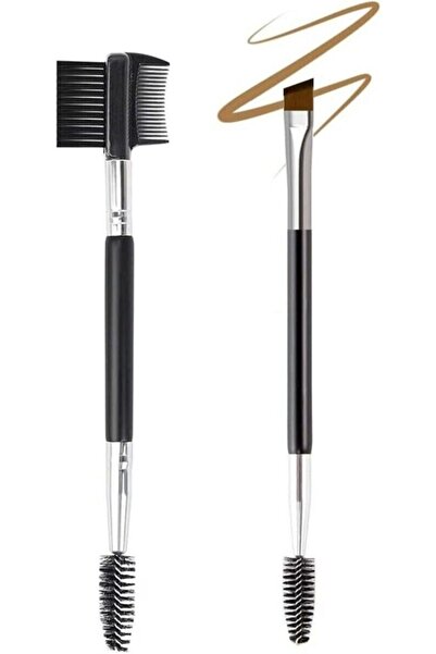 MAQYA KOZMETİK Profesyonel Çift Uçlu Kaş Fırçası ve Maskara Fırçası, 3 Başlı ...