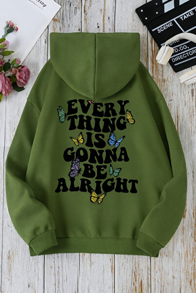 CLASSY.MODA Унисекс суитшърт с качулка и принт | Мотив с пеперуди и детайлен текст, удобен и модерен ежедневен стил