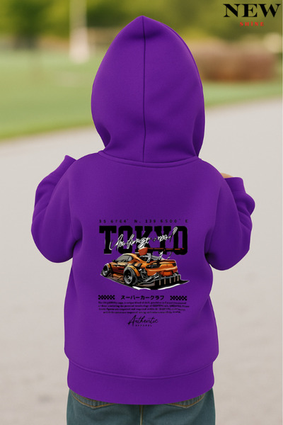 New Shine Детска суитшърт с качулка с принт „Токио“