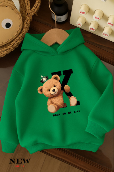 New Shine Детска суитшърт с качулка и мечешки принт