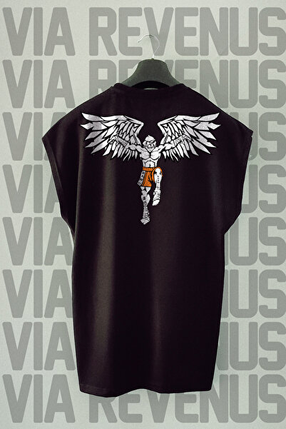 Vordevia Tricou sport cu mânecă zero și decolteu cu imprimeu MMA Fighter