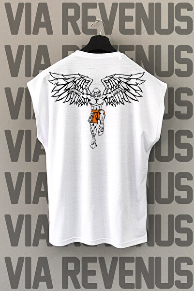 Vordevia Tricou sport cu mânecă zero și decolteu cu imprimeu MMA Fighter