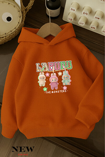 New Shine Labubu Printed Children's Hooded Sweatshirt