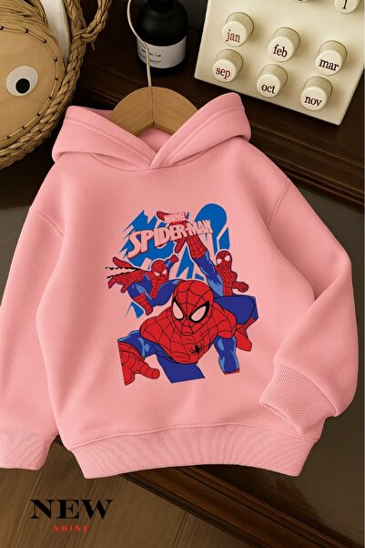 New Shine سويت شيرت بقلنسوة للأطفال مطبوع عليه سبايدر مان