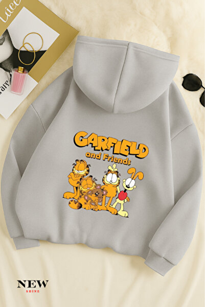 New Shine Garfield Baskılı Çocuk Kapüşonlu Sweatshirt