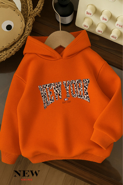 New Shine Hanorac cu glugă pentru copii cu imprimeu New York