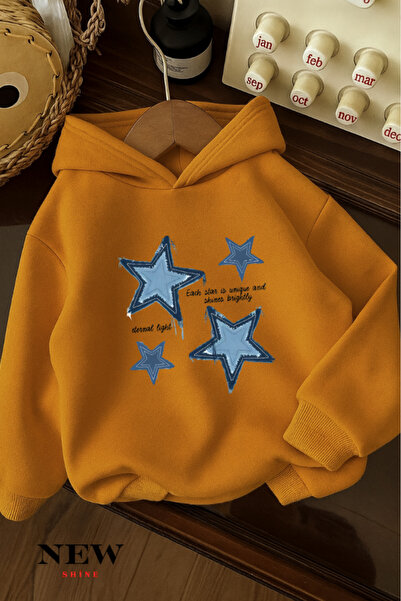New Shine Hanorac cu glugă pentru copii cu imprimeu cu stele