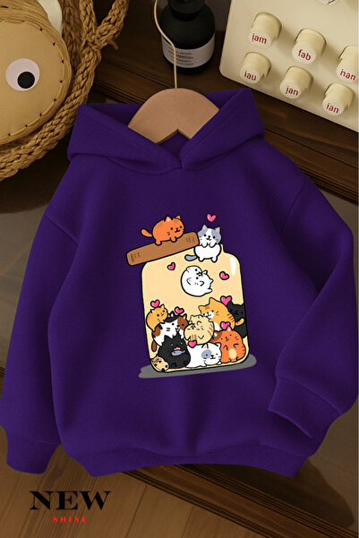 New Shine Hanorac cu glugă pentru copii cu imprimeu Kitten