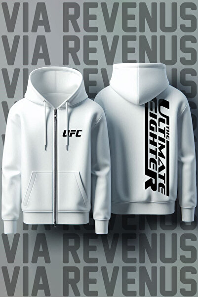 Vordevia Ufc Front and Back Printed Unisex Zippered Hooded Sweatshirt Cardigan