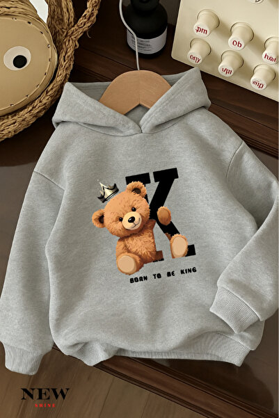 New Shine Детска суитшърт с качулка и мечешки принт