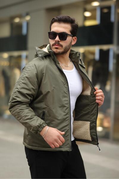FLUEND MODA Men's Detachable Hooded Fur Jacket