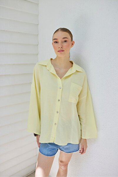 MATTİMODA Kadın Geniş Uzun Kollu Oversize Gömlek