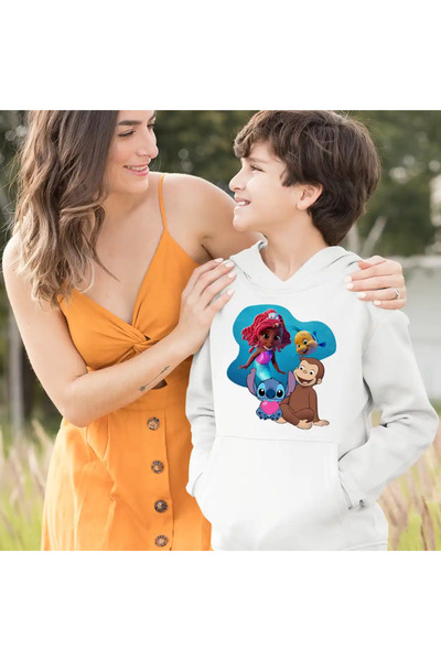 OEM Kids Sweatshirt Boys Curious George Ariel Stitch Monkey Cartoons