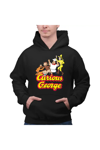 OEM Мъжки суичър Curious George с качулка и шимпанзе Zoo