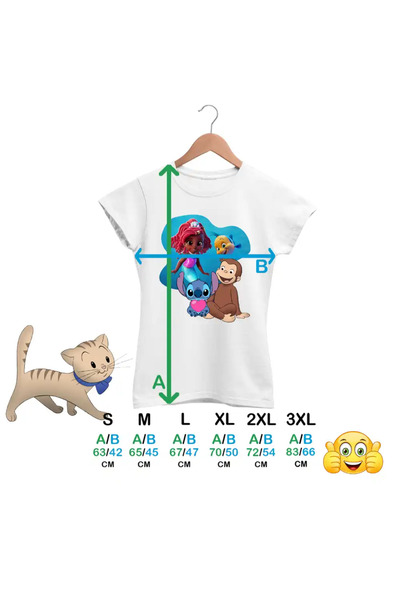 OEM Women's T-Shirt Curious George Ariel Stitch Monkey Drawings