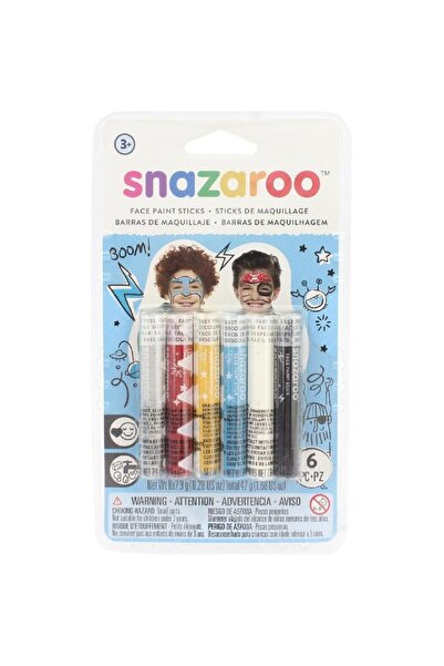 Snazaroo أقلام تلوين للوجه والجسم من Adventure Stick، ألوان متنوعة، 6 قطع
