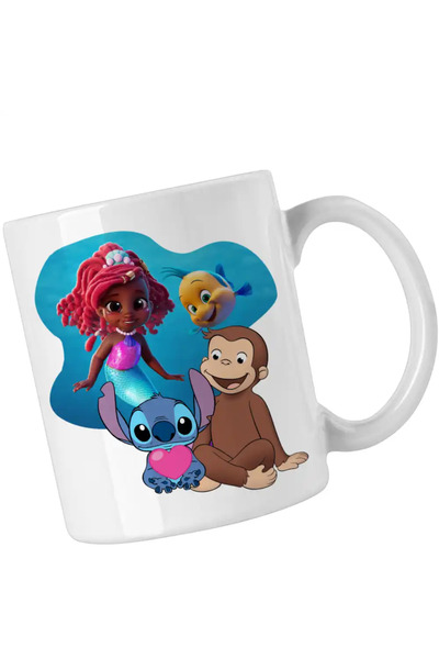 OEM Curious George Mug Ariel Stitch Monkey Cartoons