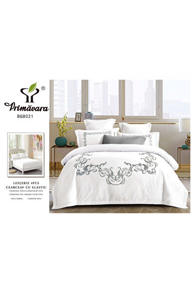 FIONNA.RO Lenjerie Din Bumbac Tip Finet Premium Cu Elastic - Gri Royal