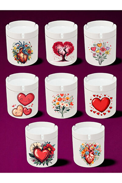 lili hediyelik Τασάκια 8 τεμαχίων με στάμπα καρδιάς - Μοντέλα τασάκια, τασάκι...