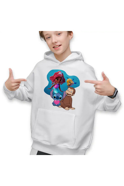 OEM Kids Sweatshirt Boys Curious George Ariel Stitch Monkey Cartoons
