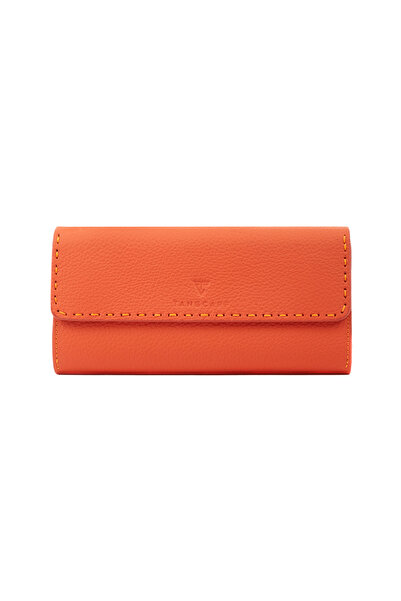 TANGCARF Genuine Leather Women's Wallet, with Phone Compartment |   Icona 3205 Orange