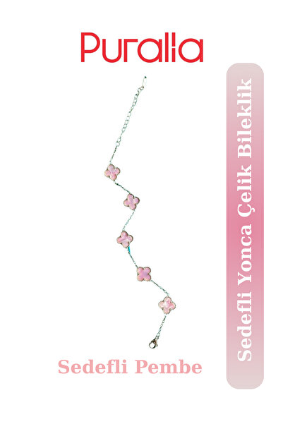 Puralia Sedefli Pembe Yonca Çelik Bileklik