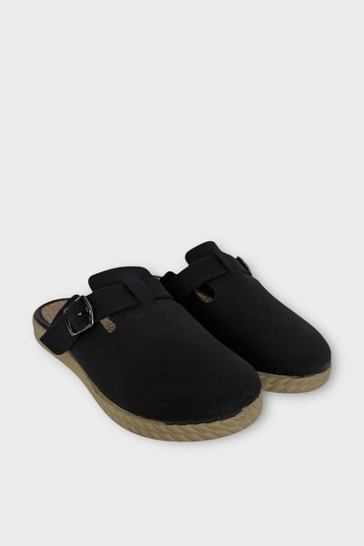 Liger Belt Buckle Nubuck Women's House Slippers Black