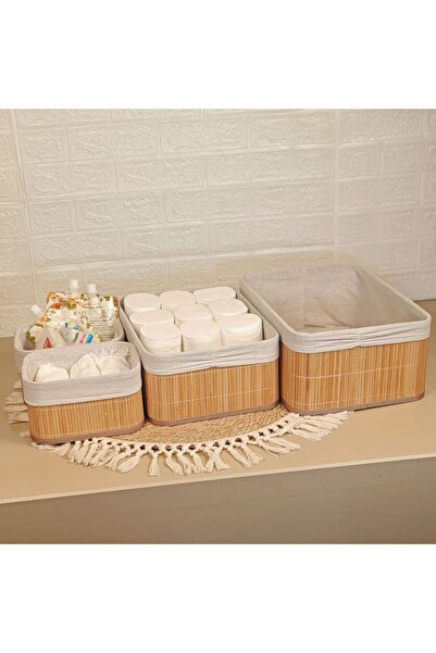 Yenilig Set de coșuri din bambus în 3 dimensiuni – Soluție decorativă și multifuncțională de depozitare