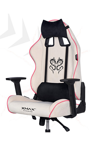 XMAX / Rio Balerion Terletmez Kadife Kumaş Beyaz Gaming Oyuncu Koltuğu / 120 Kg Taşır