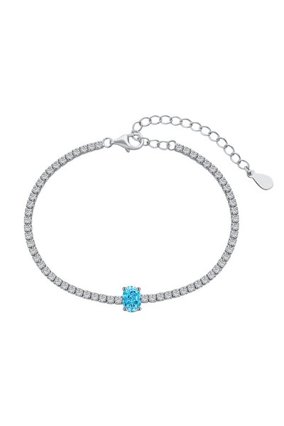 levandore سوار تنس ليف، مرصع بالألماس، حجر رئيسي بيضاوي، فضة إسترلينية، مطلي ...