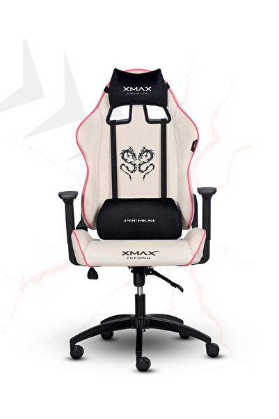 XMAX / Rio Balerion Terletmez Kadife Kumaş Beyaz Gaming Oyuncu Koltuğu / 120 Kg Taşır