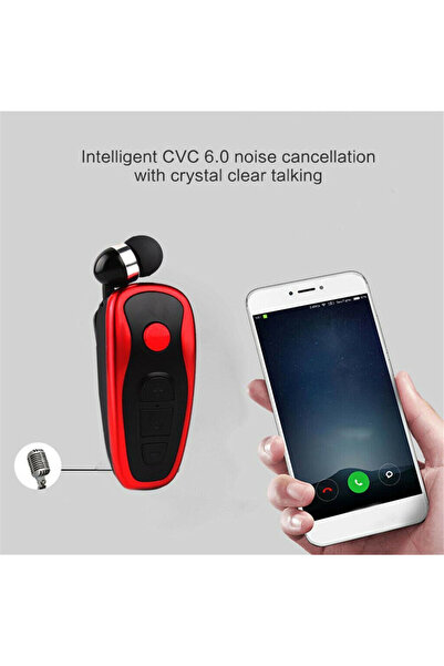 Zen Store سماعة رأس بلوتوث لاسلكية حمراء صغيرة مزودة بميكروفون وسماعة أذن للقيادة بدون استخدام اليدين