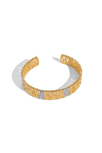 levandore سوار بانجل مصنوع يدويًا من الفضة المطلية بالذهب الشمبانيا عيار 18 ق...