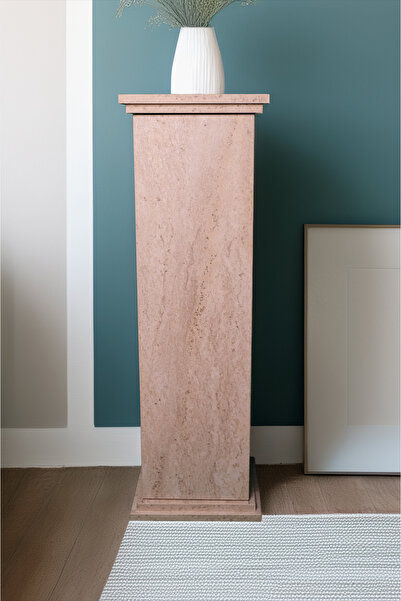 Otto Home Traverten Desenli Kapaklı Sütun Dolap 95 cm – Dekoratif Sehpa ve Sa...