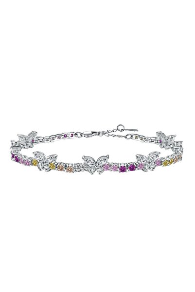 levandore Lev. Cocktail Bracelet With Diamond Inlaid Butterfly, Sterling Silv...