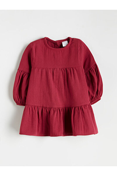 LC Waikiki Burgundy Crew Neck Baby Girl Dress